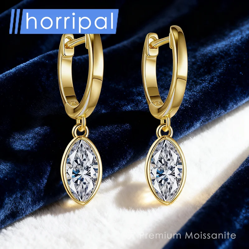 

Marquise Cut Moissanite Drop Earring for Women D VVS1 Diamond Sterling Silver 18K Gold Plated Jewelry Waterproof Wedding Earring