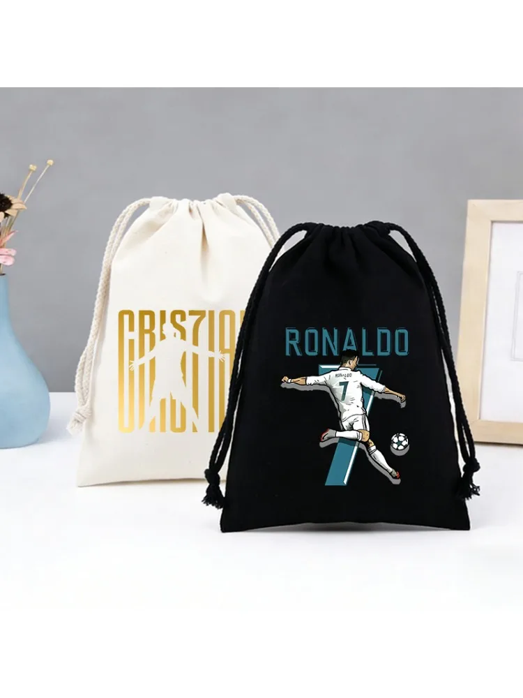 Sac à cordon Cristiano Ronaldo CR7 en coton, sacs à main, sacs de rangement, décoration d'anniversaire, pochette cadeau, football, lot cool, poche