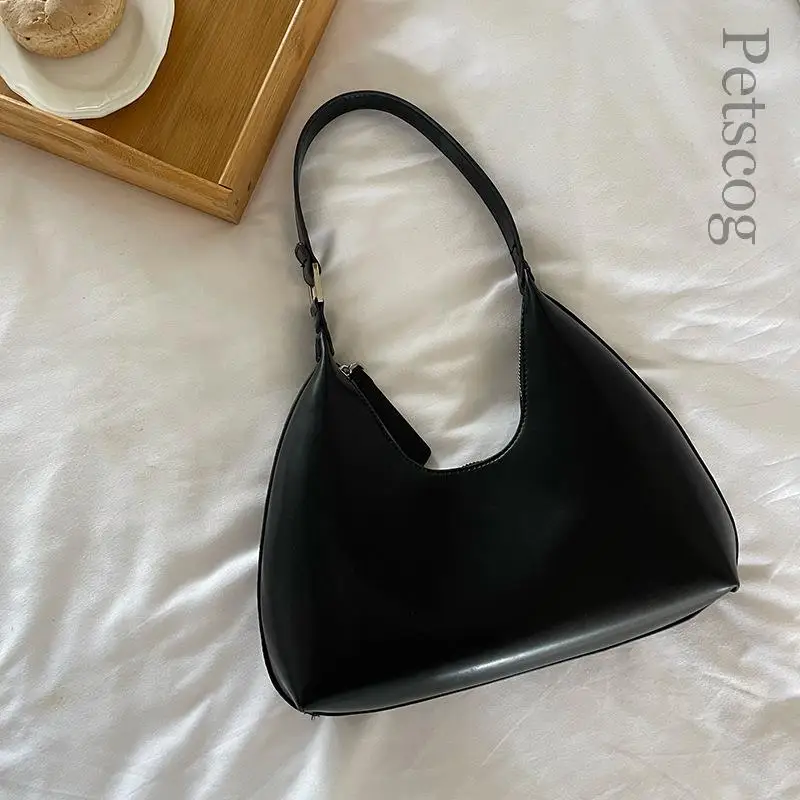 Luxury Fashion Women\'s Handbag Y2k Solid Color Half-moon Underarm Hobo Clutch Purse Korean Style Designer Shoulder Bags 2023