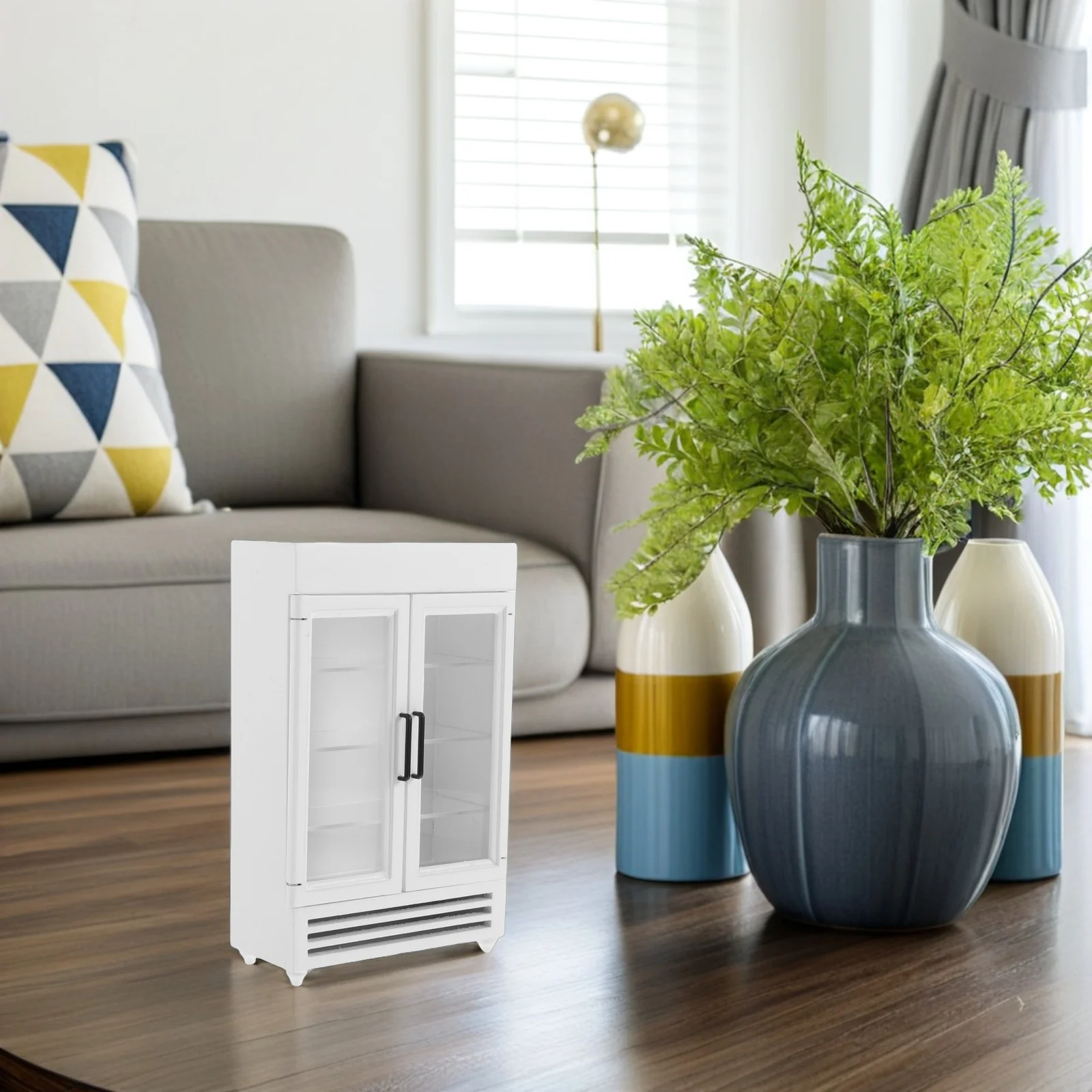 

Dollhouse Miniatures 1 12 Scale Wooden Fridge Kitchen Furniture Toy Refrigerator Beverage Cooler Mini Kitchen Set Small Size