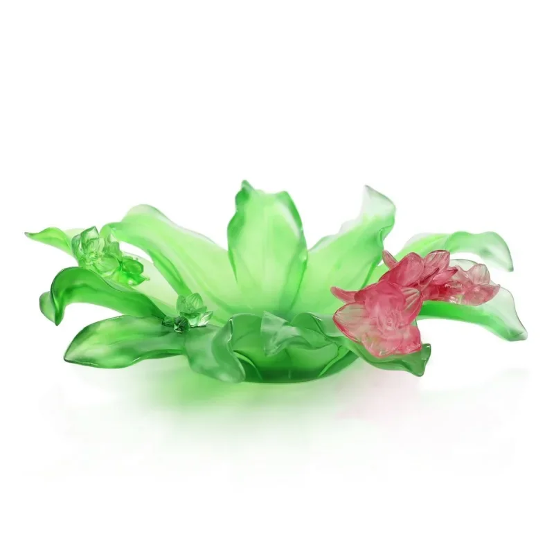 

Glazed Phalaenopsis vase crystal handicraft ornament living room flower arrangement light luxury high-end simulated flower