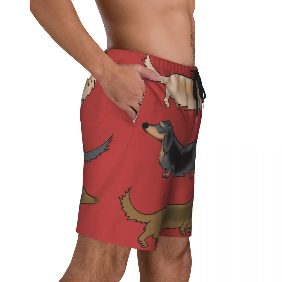 Kawaii Dachshund Dogs Print Men Swim Trunks Quick Dry Beachwear Beach Board Shorts Wiener Sausage Dog Boardshorts