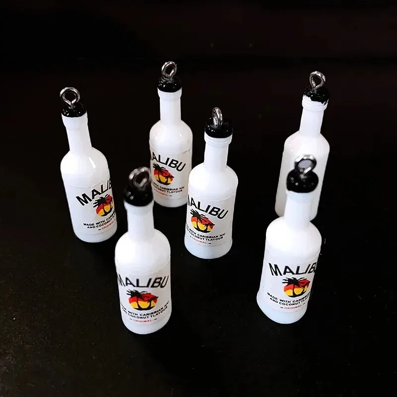 10 piezas de dijes de resina con forma de mini taza de leche de coco, colgantes de simulación de botella de bebida, suministros para hacer joyas DIY para pendientes y llaveros