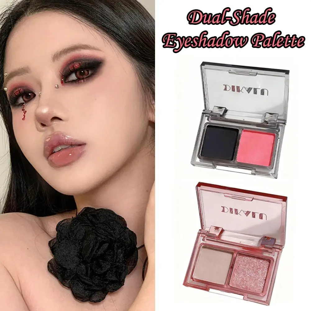 Lidschatten-Palette Zweifarbiger Lidschatten Glitzer Glänzendes Rot Sexy Schwarzer Schatten Koreanischer Make-up-Lidschatten mit Lidschatten Eye Matte M3S0