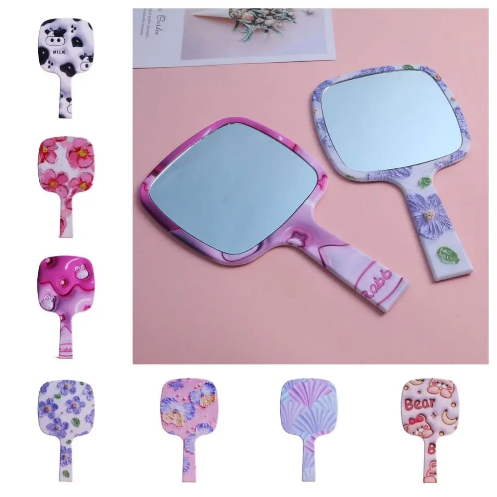 Multipurpose Flower Handheld Make-Up Mirror High Definition Ins Cosmetic Mirror Square Creative Vanity Mirror Woman