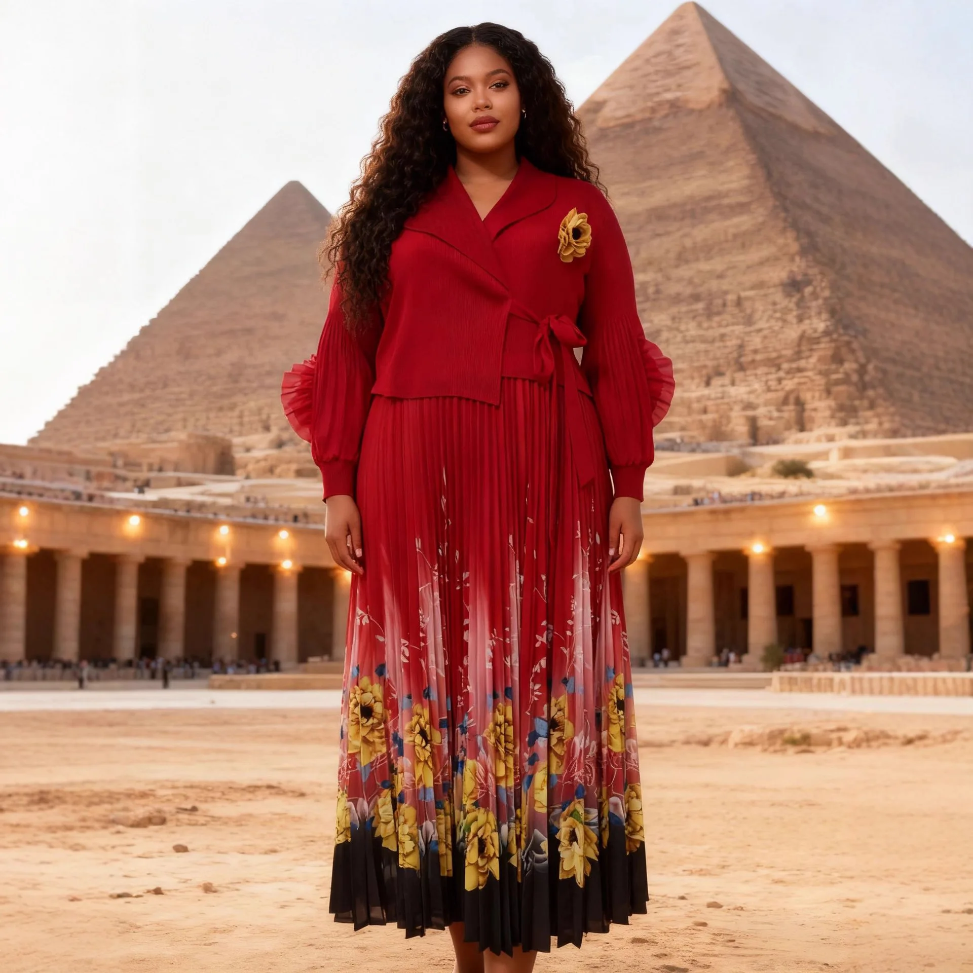 مياكي 2025 الخريف والشتاء فستان جديد عصري فضفاض ورقيق مزاجه الخامس الرقبة أنيقة المرأة فستان مجعد #3