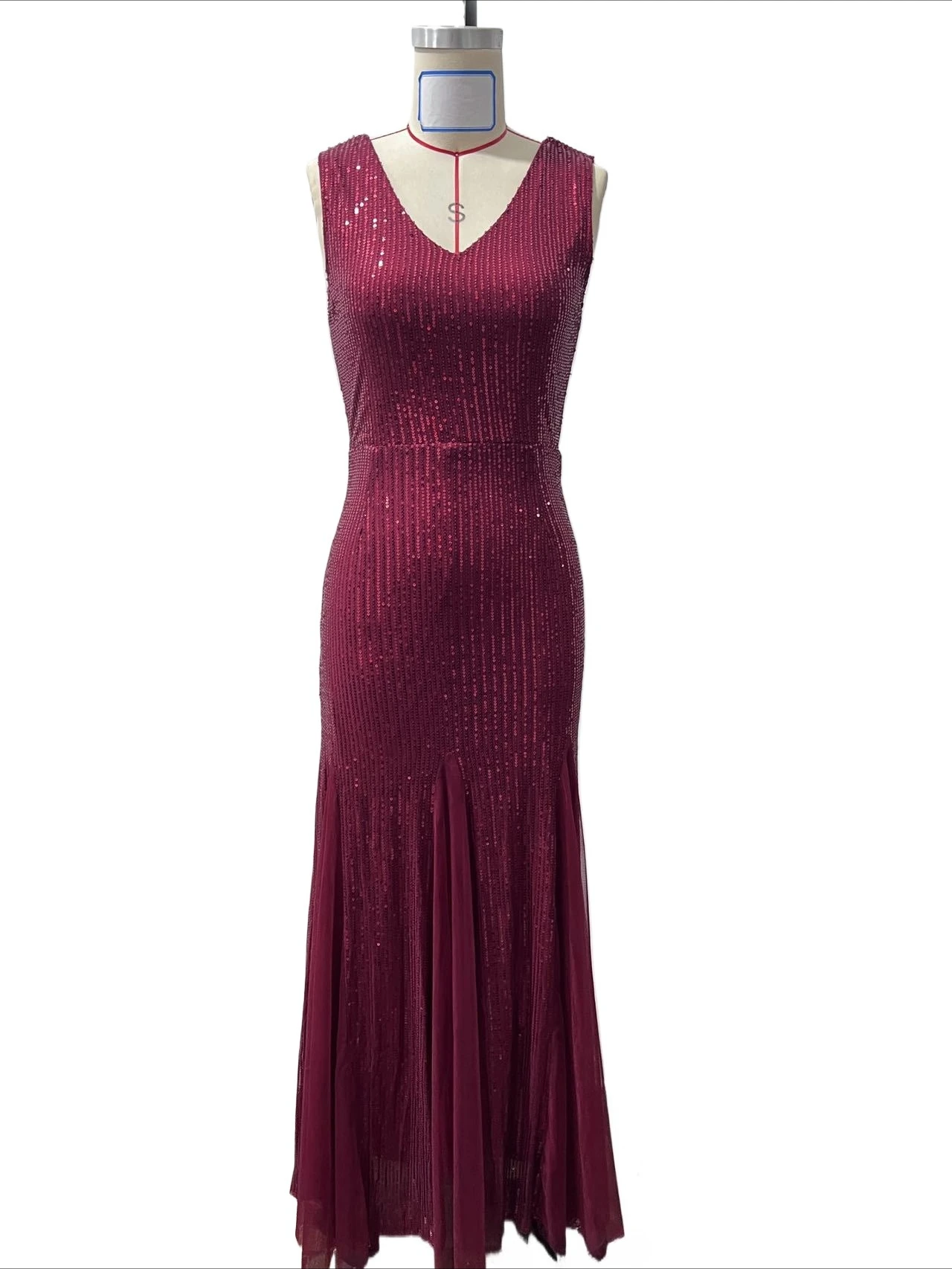 مثير مزدوج الخامس الرقبة بلا أكمام البوق البوق فستان سهرة رسمي طويل #5