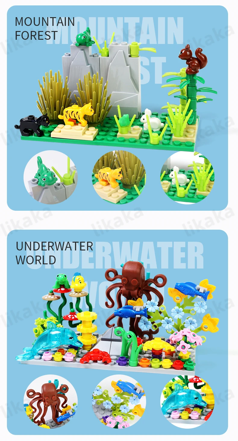 Stadt Bauernhof Tiere Bausteine Natur Tiere Fisch Otter MOC Unterwasser Welt Fisch Delphin Octopus Set DIY Spielzeug für Kinder Geschenk – Detail 9