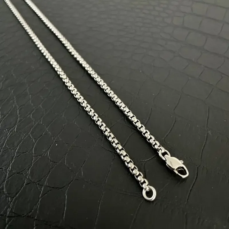 

New Pure Titanium Necklace with A Width of 3mm Square Box Sub Chain Lightweight Anti Allergic Trend Chain Neutral Style Fashion