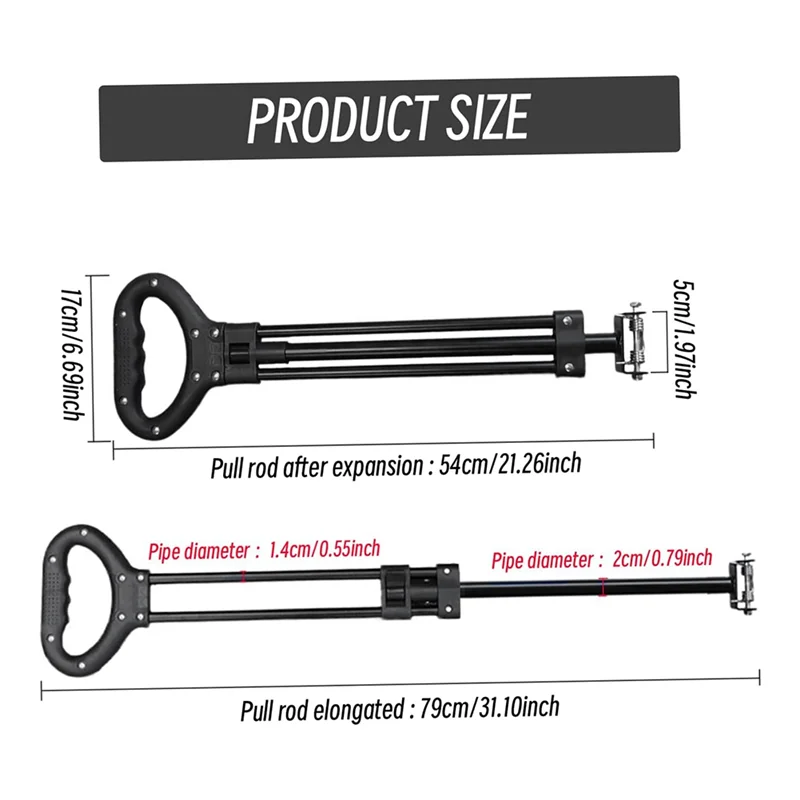 

Expandable Wagon Handle Replacement - Upgrade Cart Pull Handles For Easy Stroller Push & Pull