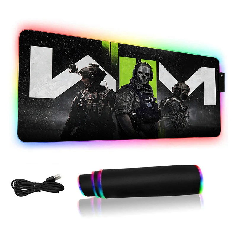 Led Mouse Pad with Wire Call of Duty Gamer Cabinet Backlight RGB Desk Mat Non-slip Deskmat Office Accessory XXL Rubber Mousepad