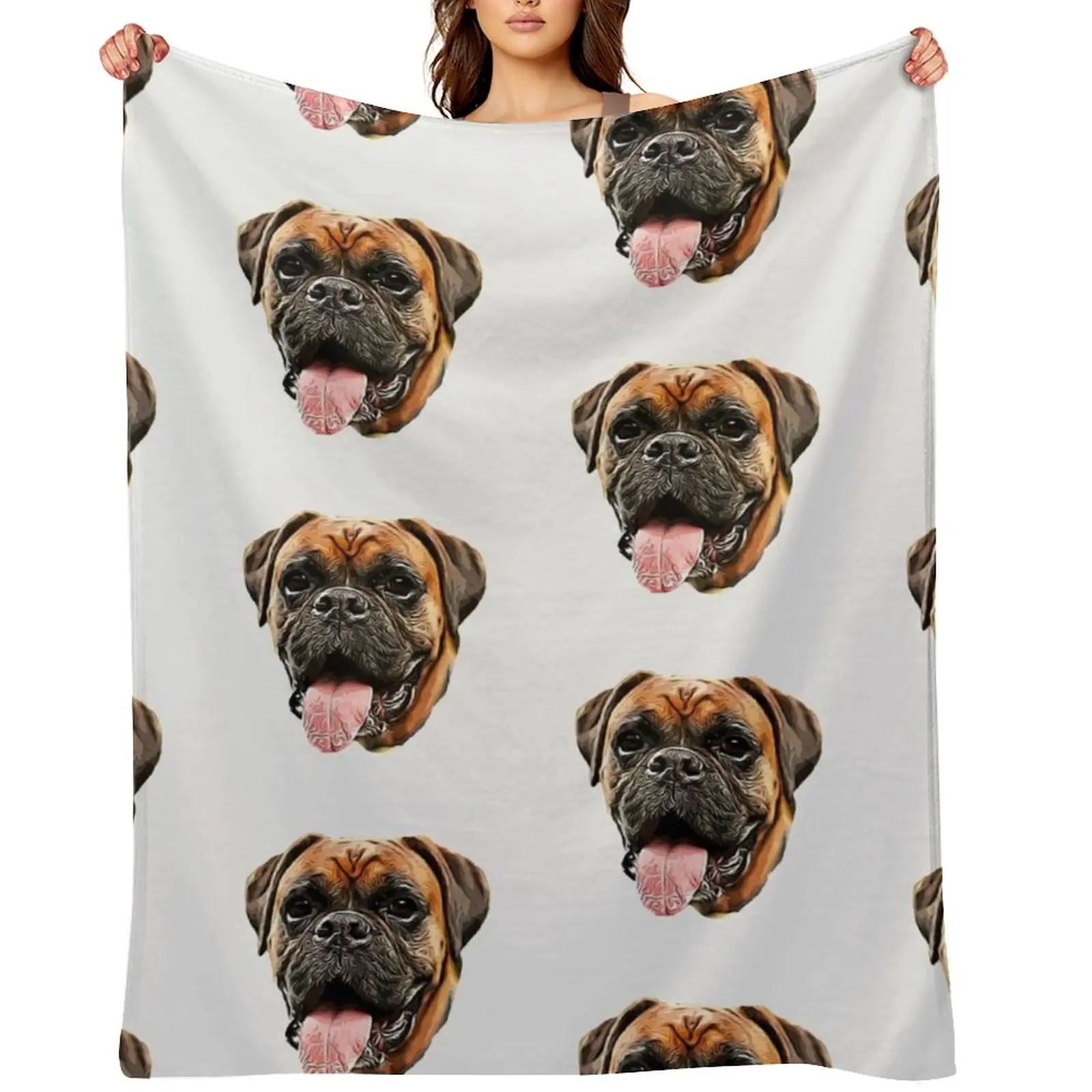 

Boxer - Boxer Dog Head Cartoon Art Throw Blanket Decorative Sofas Blankets For Baby Heavy Flannel Fabric Blankets