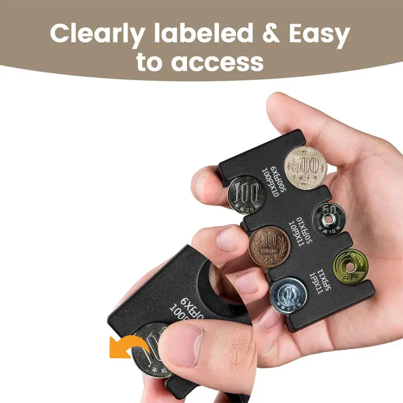 حقيبة تخزين العملات المعدنية اليابانية، مشبك تصنيف العملات اليابانية المحمول، محفظة صغيرة مضادة للخسارة، حافظة عملات شفافة للسفر