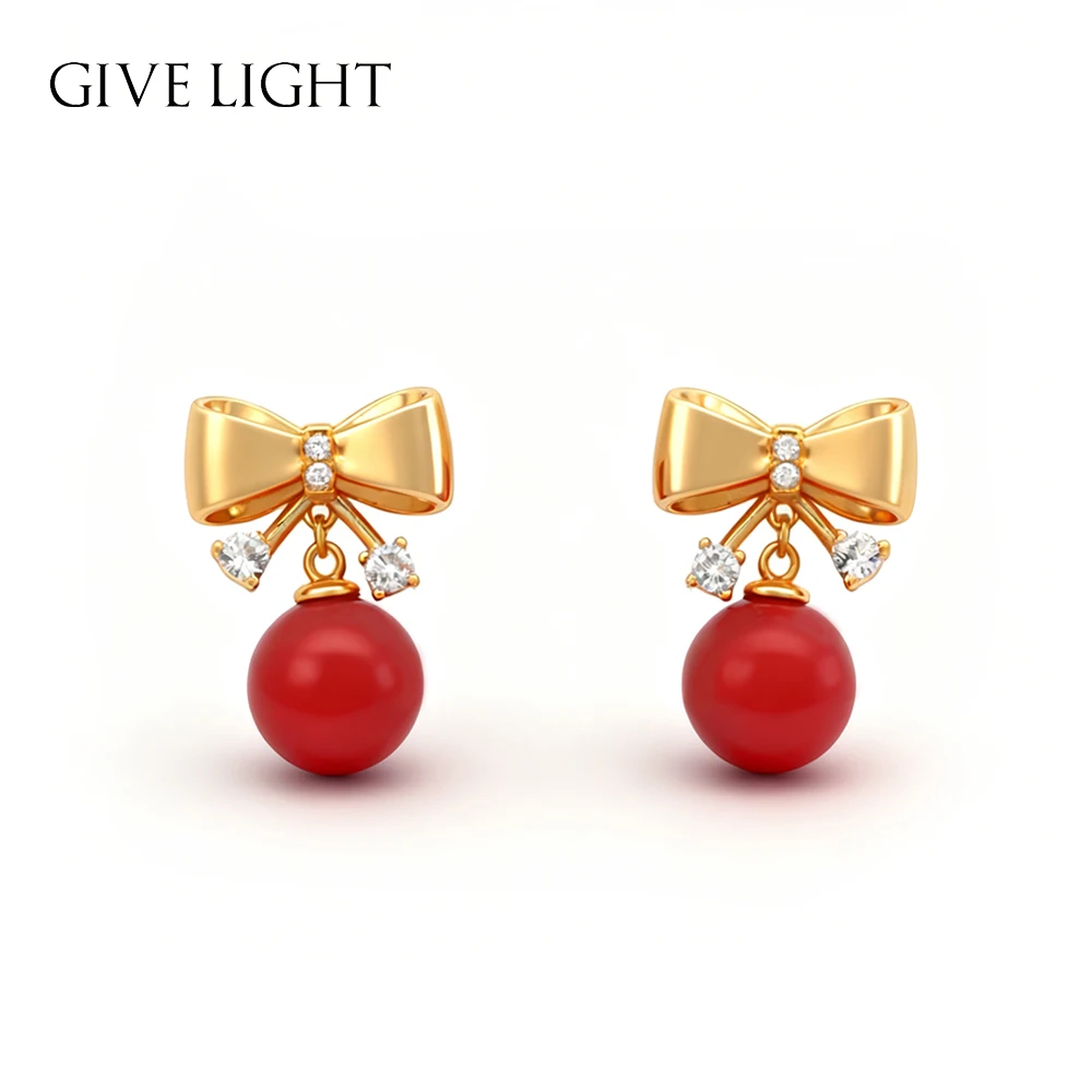 

Bowknot Drop Earrings Women Red Bead Crystal GIVE LIGHT Party Jewelry 2025