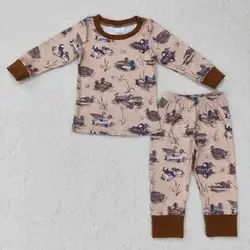 Wholesale Baby Boy Long Sleeves Pullover Shirts Children Pants Set Pajamas Hunting Clothing Toddler Kids Ducks Outfit Sleepwear