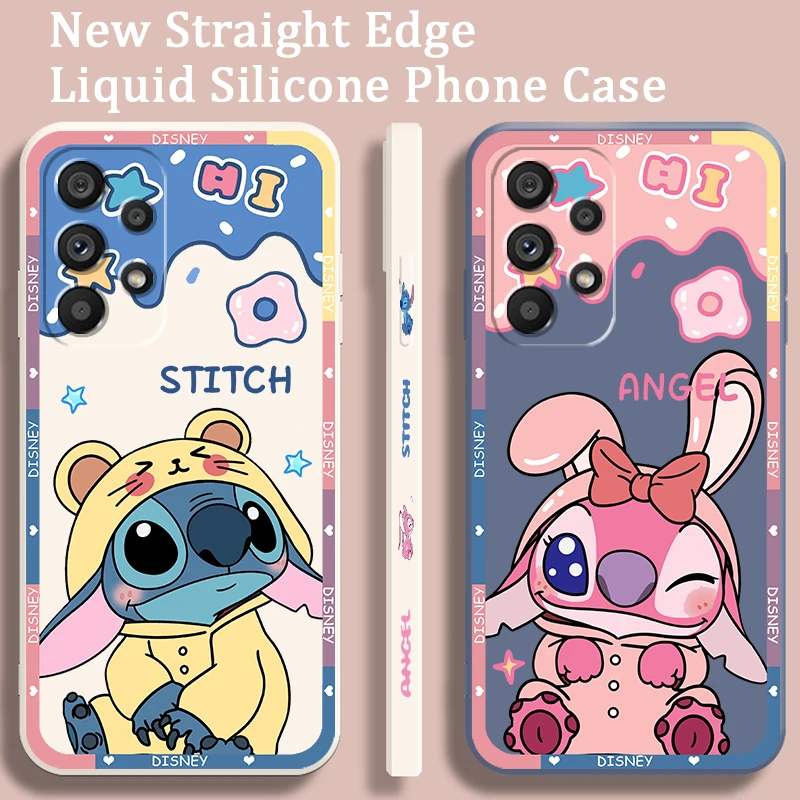 

Disney Lilo Stitch Angel For Samsung Note 20 10 A54 A31 A14 A03 A22 A34 A04 A24 Ultra Plus 5G Liquid Left Rope Phone Case