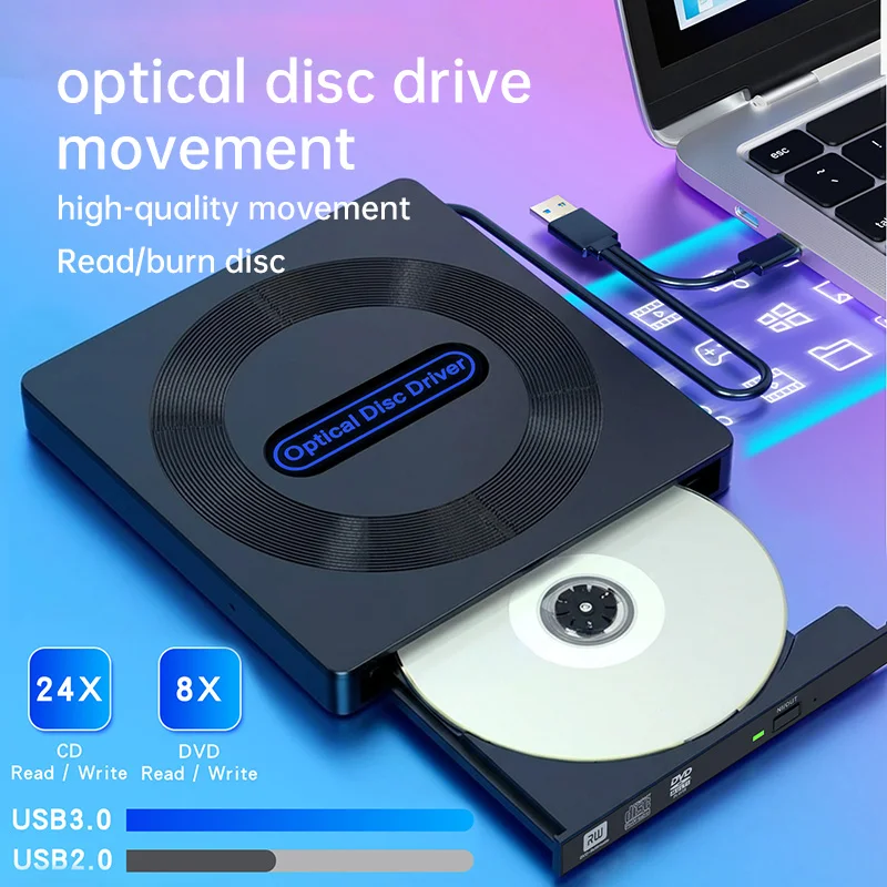 

USB 3.0 Type C External Optical Drive CD DVD RW Super Drive for Laptop Notebook - DVD Writer And Burner Function