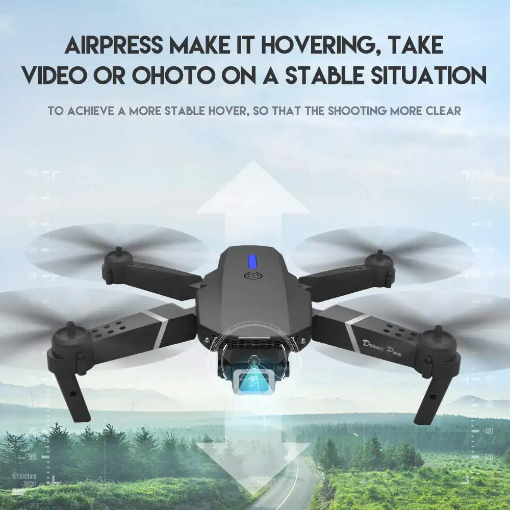 E88 Professional Mini WIFI HD FPV 4K Drone With Camera Mode Foldable RC Plane Helicopter Quadcopter Drones Kid Gift Toys