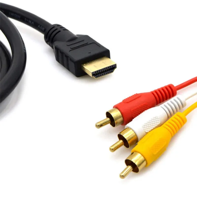 1.5M 5FT HDMI-Compatible Av Male To 3 rca Conversion TV Set-Box DV DVD Audio Video Cable to 3rca  Digital Wire Converter Adapter image 4
