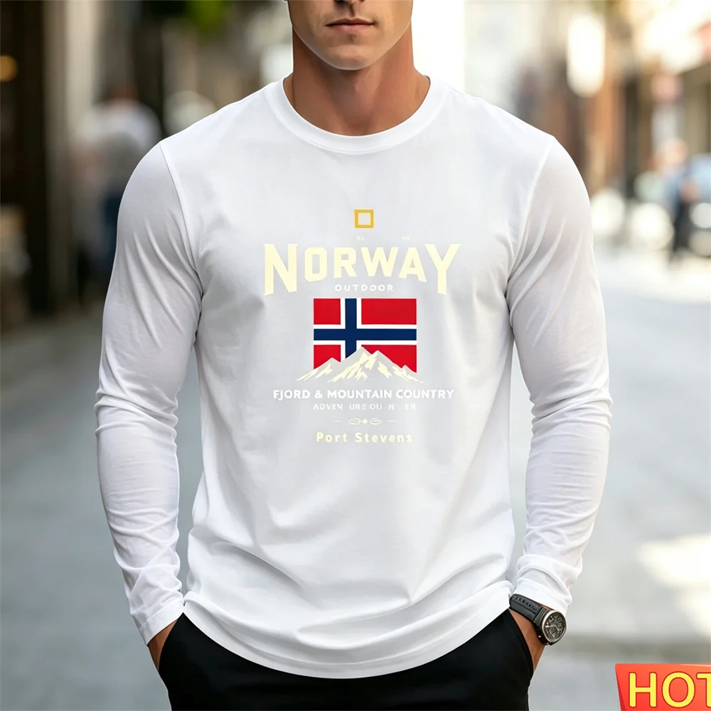 Autumn men's long sleeved T-shirt Cotton Letter Casual men's T-shirt Commuting T-shirt Men's Comfort T-shirts Versatile clothing - view 3