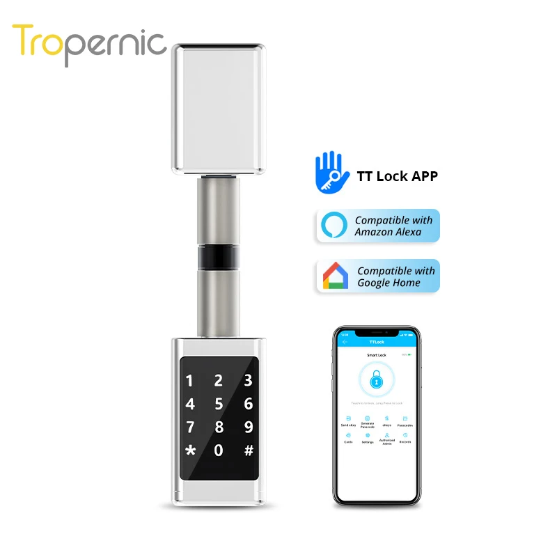 Ttlock App Keyless Euro Profile Cylinder Lock Half Thumbturn Replacement Smart Blue Tooth Security Diy Keypad Electronic Lock