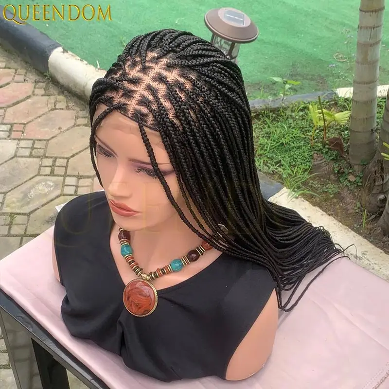 Peruka syntetyczna warkoczowa 91 cm (36 cali), bordowa, prosta, pełna koronka, bez węzłów, typu cornrow z baby hair dla kobiet, kolor blond.