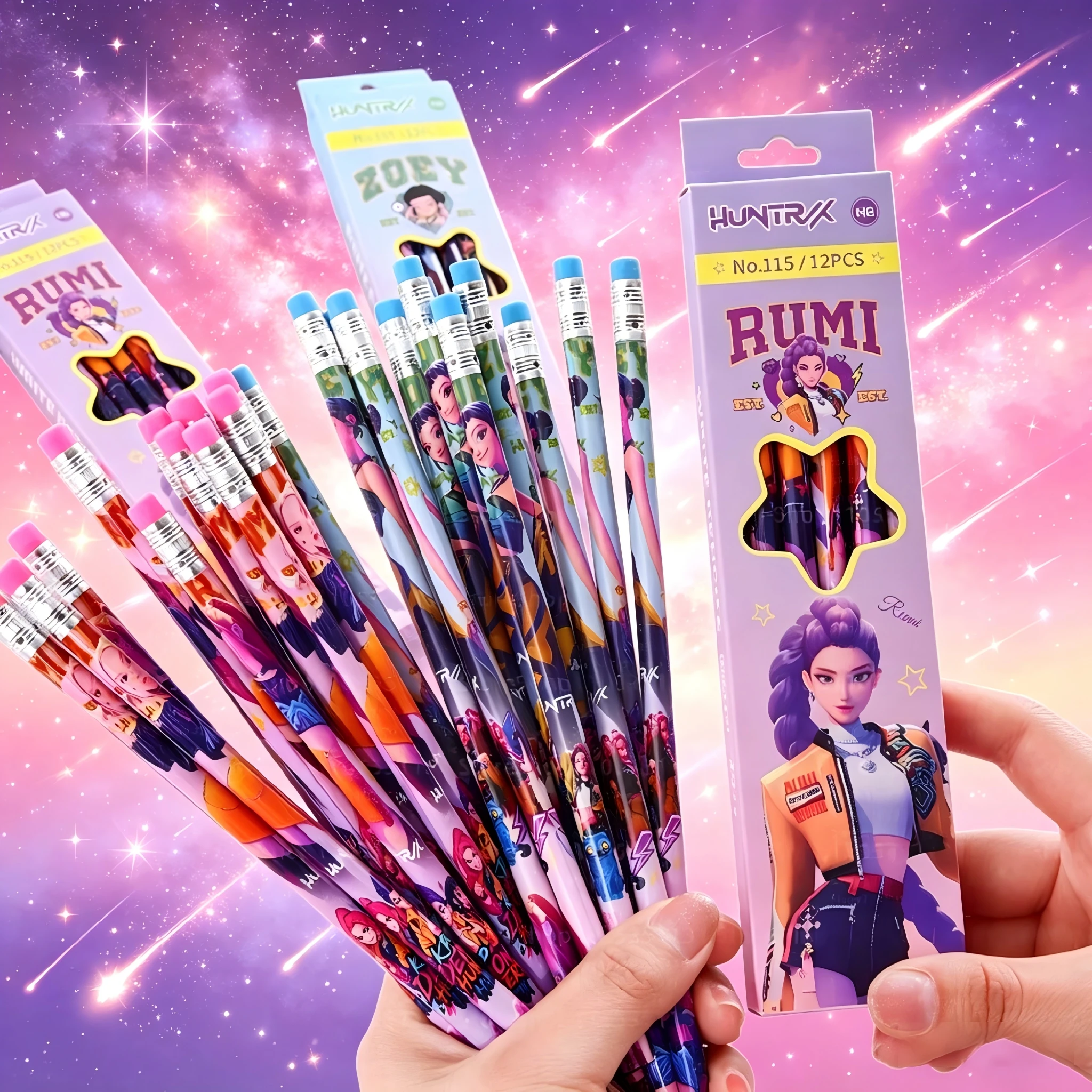 Caja de 12 Lápices de Colores HB 2B, Escritura Suave, Papelería con Diseño de Anime, Material Escolar para Niños y Adolescentes, Regalo para el Regreso a Clases
