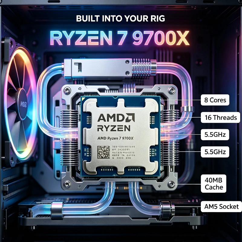 AMD Ryzen 7 9700X Desktop Processor 8 Core 16 Thread Multi Tasking 4NM 32MB L3 Cache 3.8GHz 65W Socket AM5 DDR5