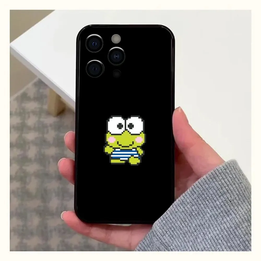 Cute K-Kero K-Keroppi Frog Phone Case For Apple iPhone 15,14,13,12,11,Pro,X,XS,Max,XR,Plus,Mini Soft Black Cover