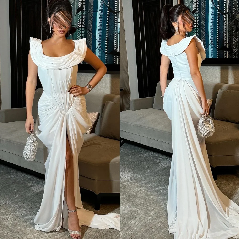 

Customized High Quality Elegant Jersey Ruched Draped Mermaid Off-the-shoulder Long Dresses Bespoke Occasion Dresses Formal Retro