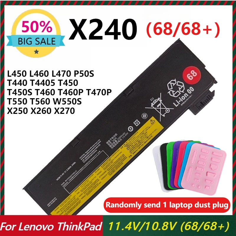 

X240 Аккумулятор для ноутбука Lenovo ThinkPad L450 L470 L460 P50S T440s T460 T450 T470P T550 T560 W550s X270 X260 45N1125 45N1128 68+