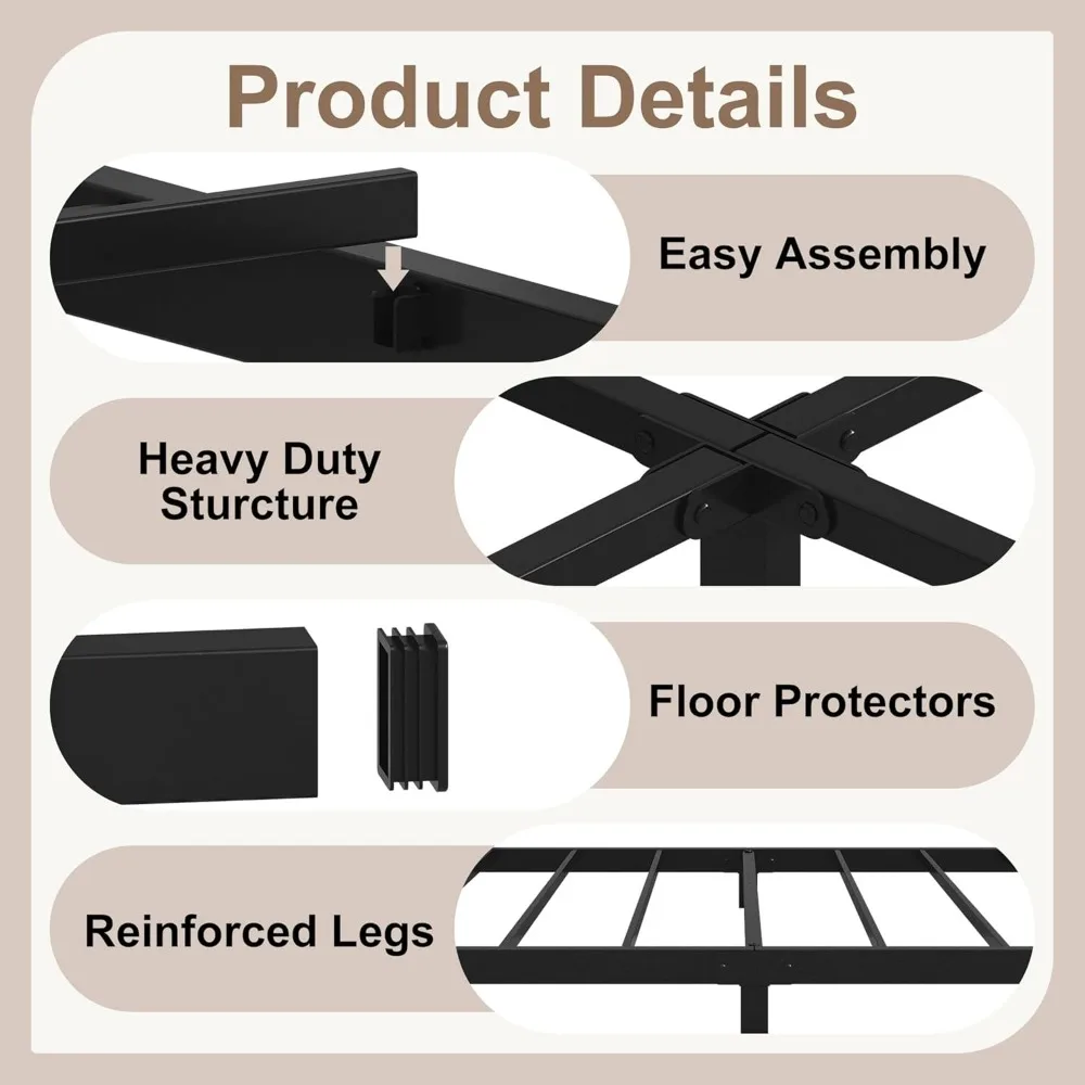 Plattform Metall Bett rahmen voll schwere Stahl Lamellen matratze Fundament, keine Box spring benötigt, einfache Montage