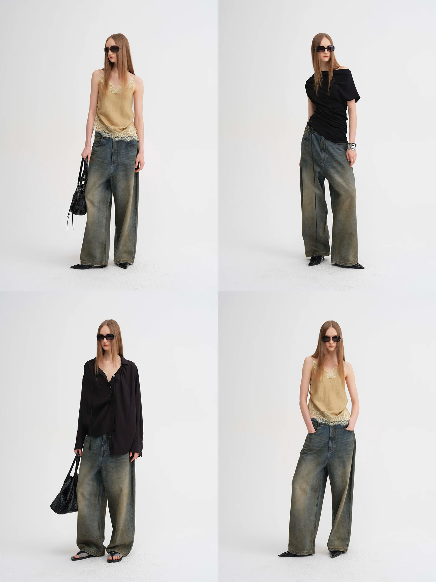 

Loose Wide Leg Low Waist Distred Cotton Jeans Loose Fit Comfortable Dungarees for Women Spring Summer Autumn Seasonal