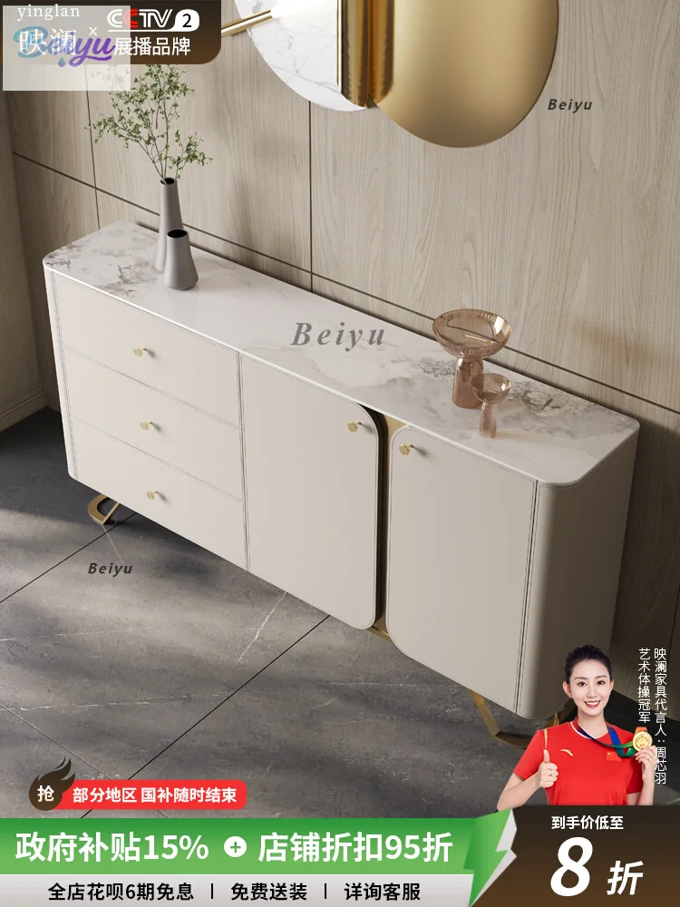 

Yinglan весь дом, шкафная мебель на заказ, седло, кожаный обеденный боковой шкаф, свет, роскошная каменная плита, современный простой вход