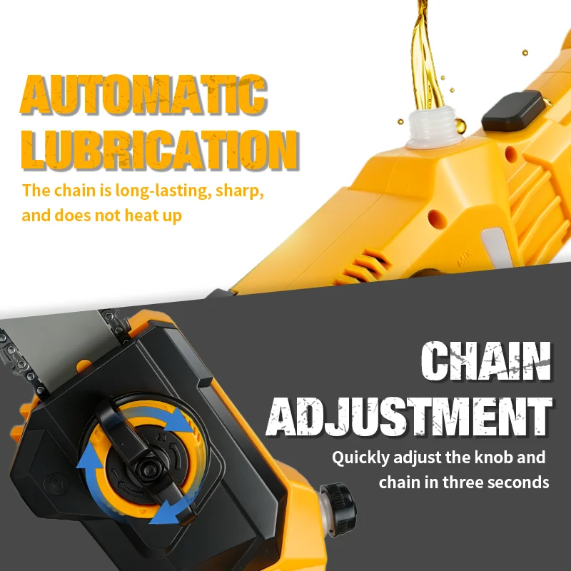2IN1 Electric High Branch Hedge Trimmer Cordless Telescopic 12Inch Chain saw Garden Power Tools For Dewalt 20V Battery Pin view 3