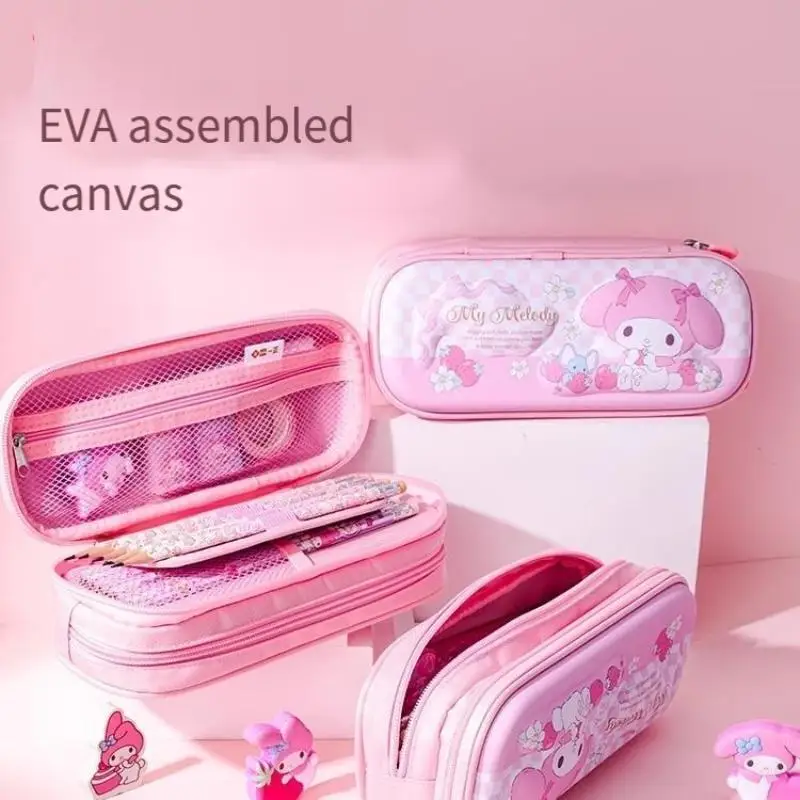 

Sanrio New Melody мультфильм студенческие канцелярские принадлежности двухслойный тканевый пенал для девочек сердце детская специальная сумка для хранения канцелярских принадлежностей