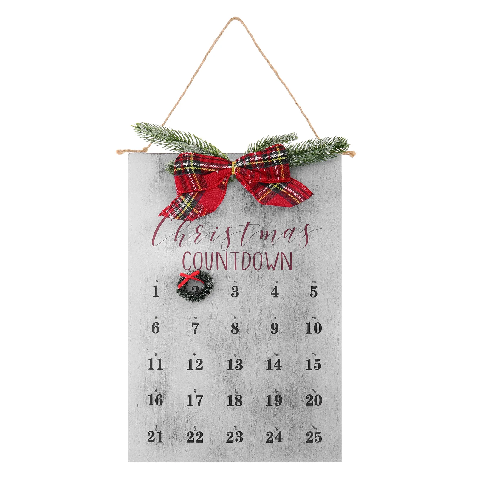 

Christmas Countdown Calendar Rustic Wreath 25 Days Advance Wooden Hanging Sign Holiday Decor Christmas Wreath Countdown