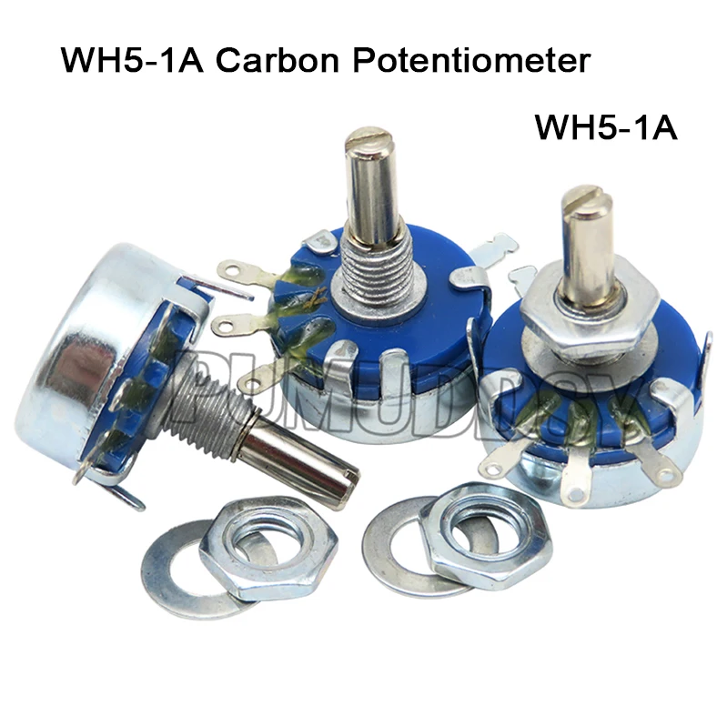 

2pcs WH5-1A 1k 2k 10k 47k 4k7 470r 100k 470k 220k 1k5 22k 1m Ohm 3-terminals Round Shaft Rotary Taper Carbon Potentiometer