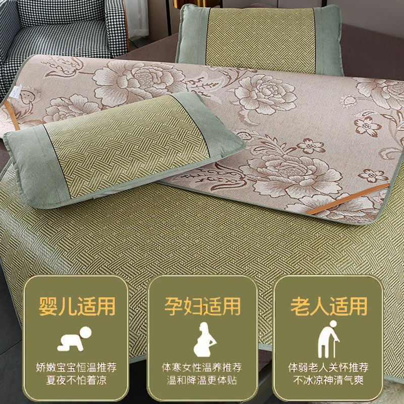 Household double-sided mat summer rattan mat foldable ice silk mat summer student dormitory single double bed straw mat