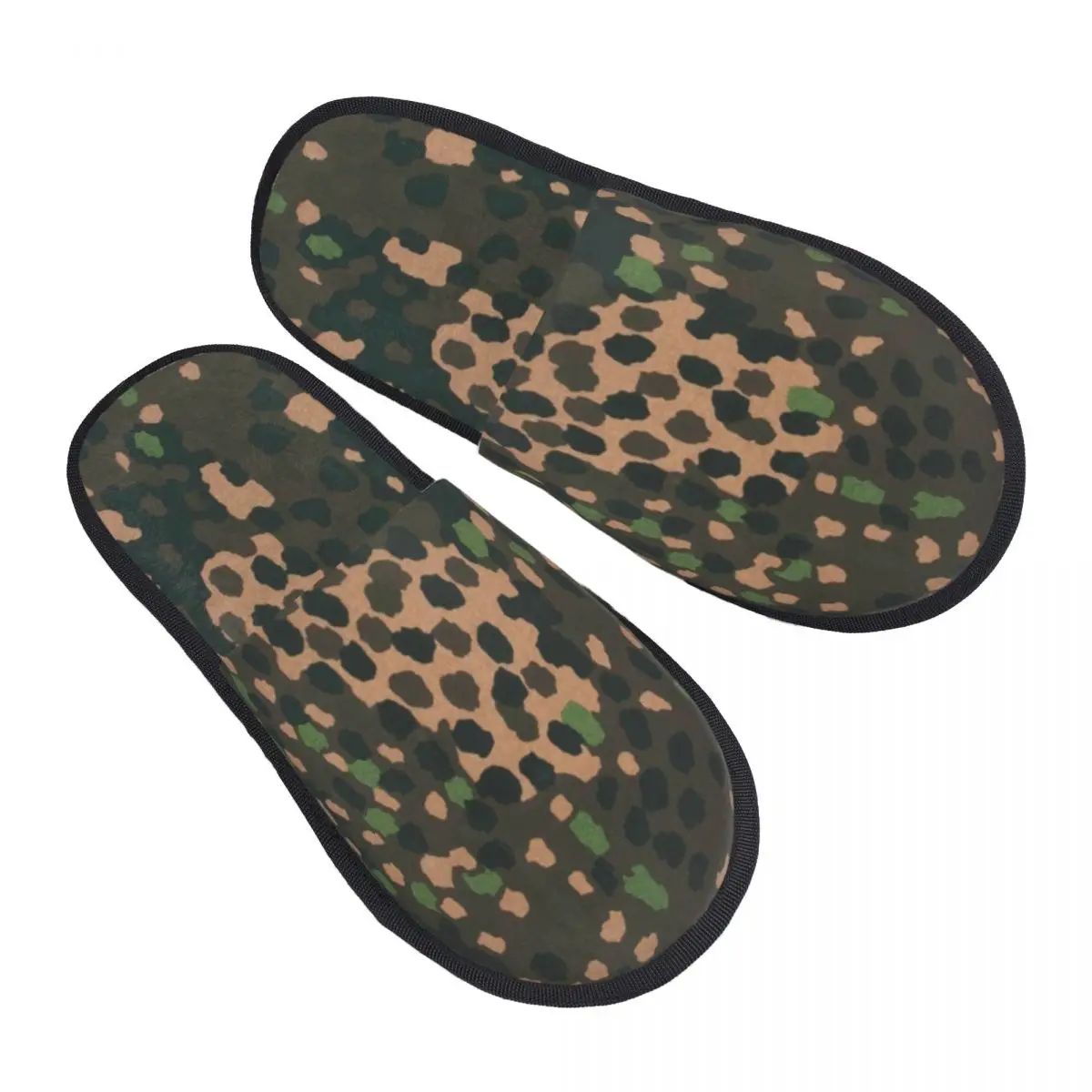 Erbsenmuster Pea Dot German Camo Guest Slippers for Spa Women Custom Print Military Army Camouflage House Slipper