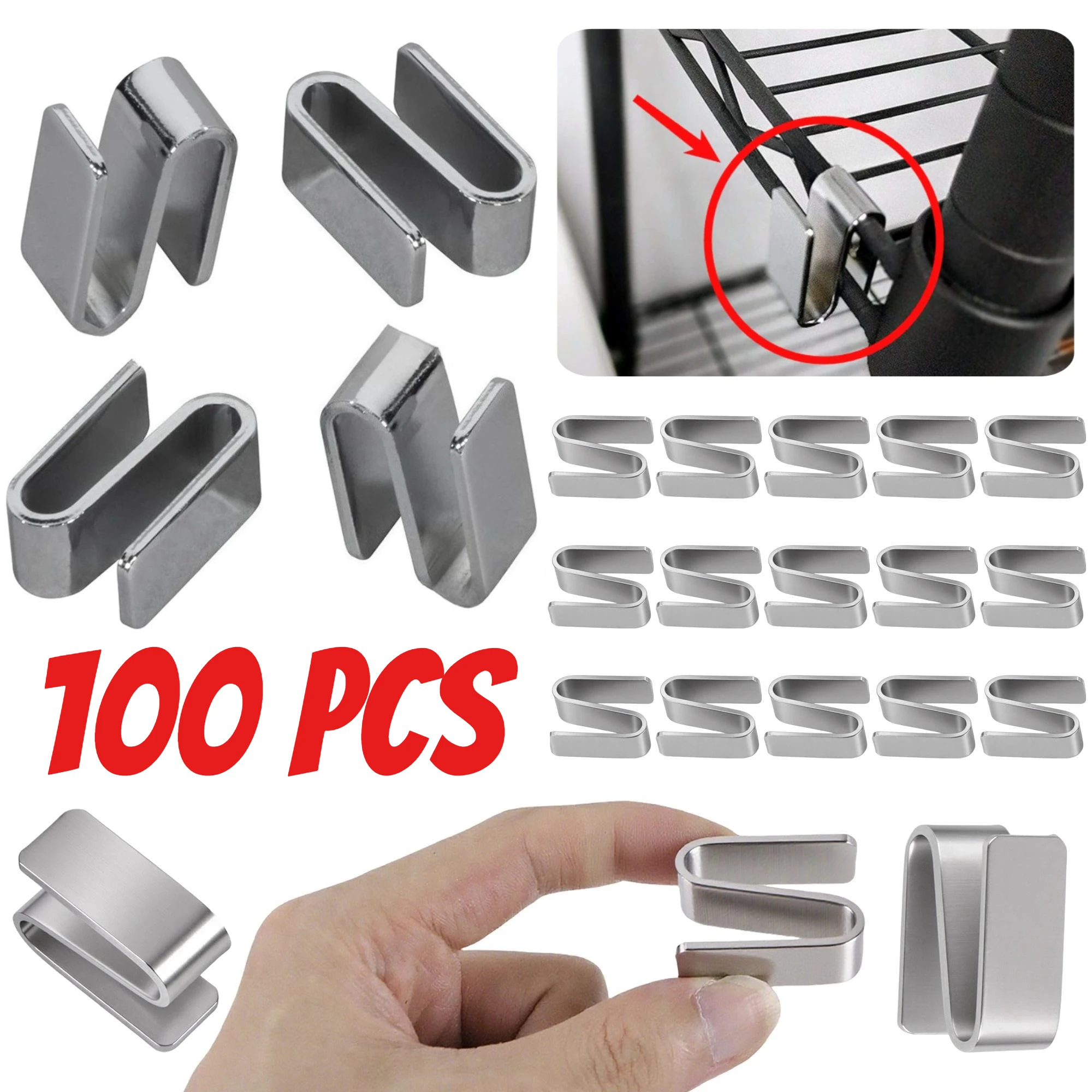 100 Pcs Connecting S Hook for Wire Shelf System Chrome Plating for Warehouses Shopping Malls Garden Places
