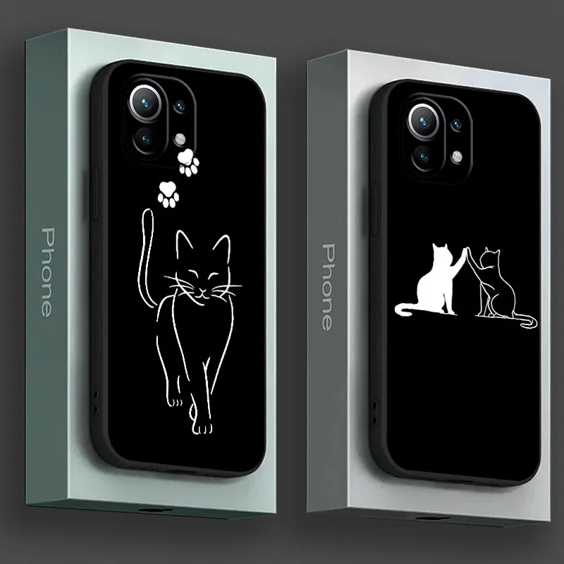 

Black Cat Line Phone Case For Xiaomi 14T 13T 12T 11T 10T 14 Pro 12 Mi 11 Lite Poco X3 X4 X5 X6 M5 F5 F6 Pro Soft Silicone Cover