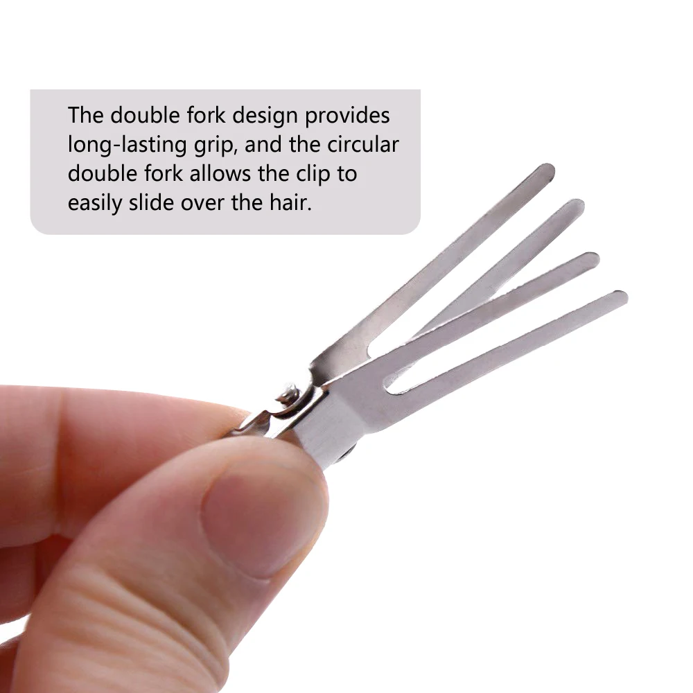 더블 프롱 컬 헤어 클립, 메이크업 머리핀, 구부리지 않는 클립, DIY 헤어 스타일링 액세서리, 10 개, 45mm