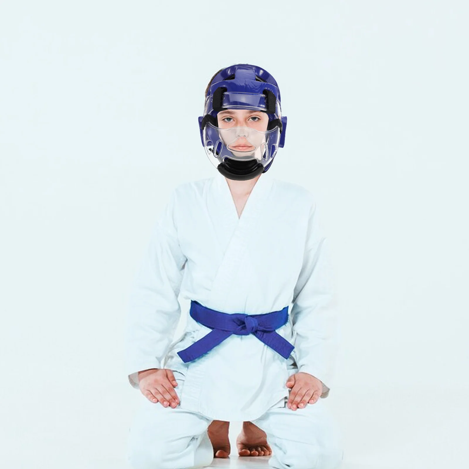 

1Set Taekwondo Headgear Face Mask Adjustable Kids Protective Gear Training Sparring Competition Sports Face Guard