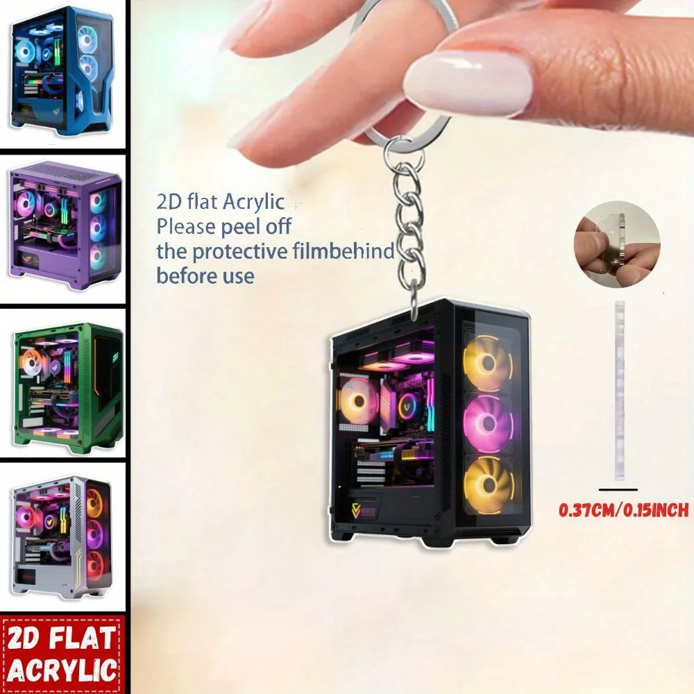 Computer Pattern Keychain 2D Acrylic Pendant Colorful Office Supplies Decoration Car Rearview Mirror Accessory Hanging Ornaments