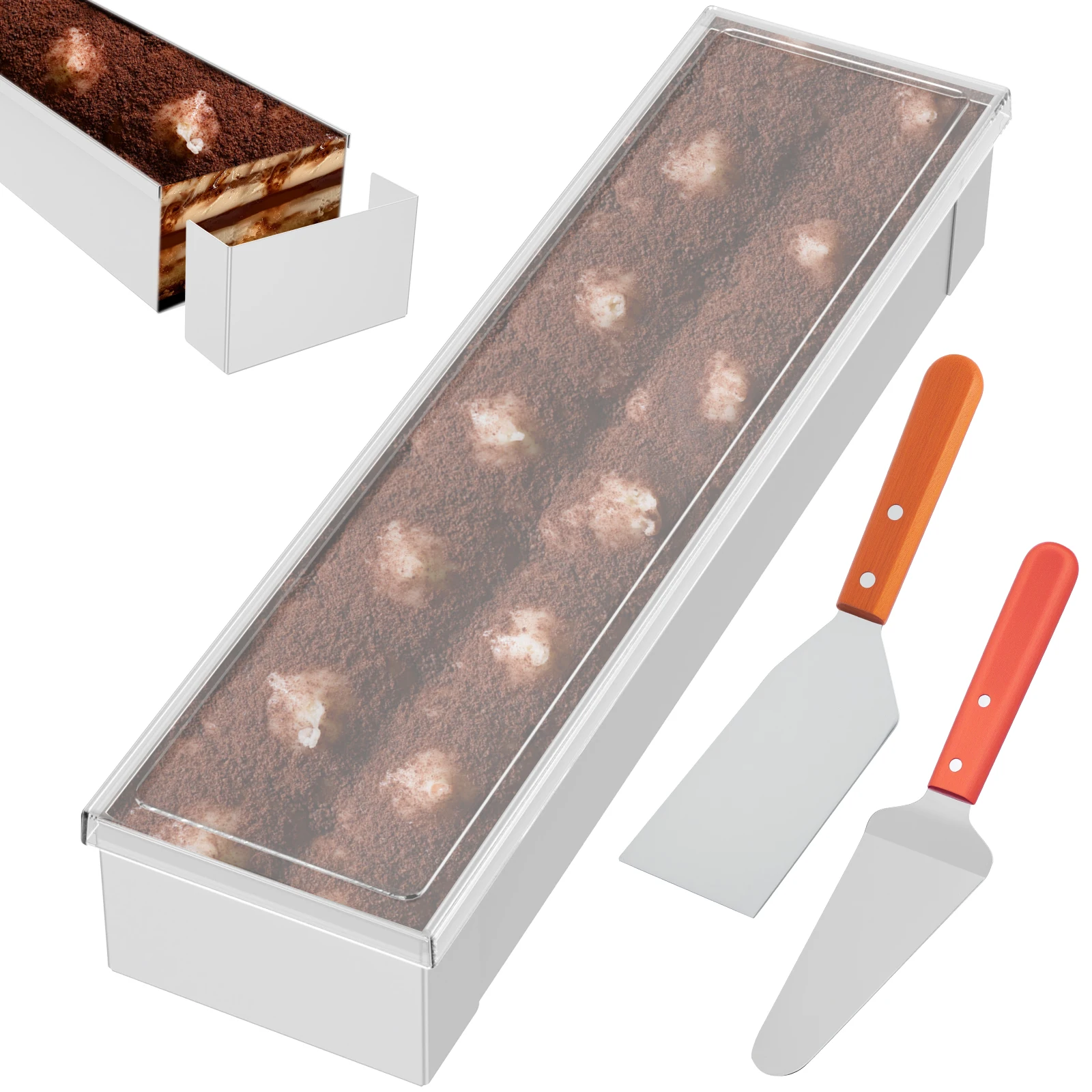 Tiramisu Kuchenform, abnehmbare Backformen, Edelstahl, Tiramisu Kuchen Backblech, antihaftbeschichtete Mousseform für Backzubehör