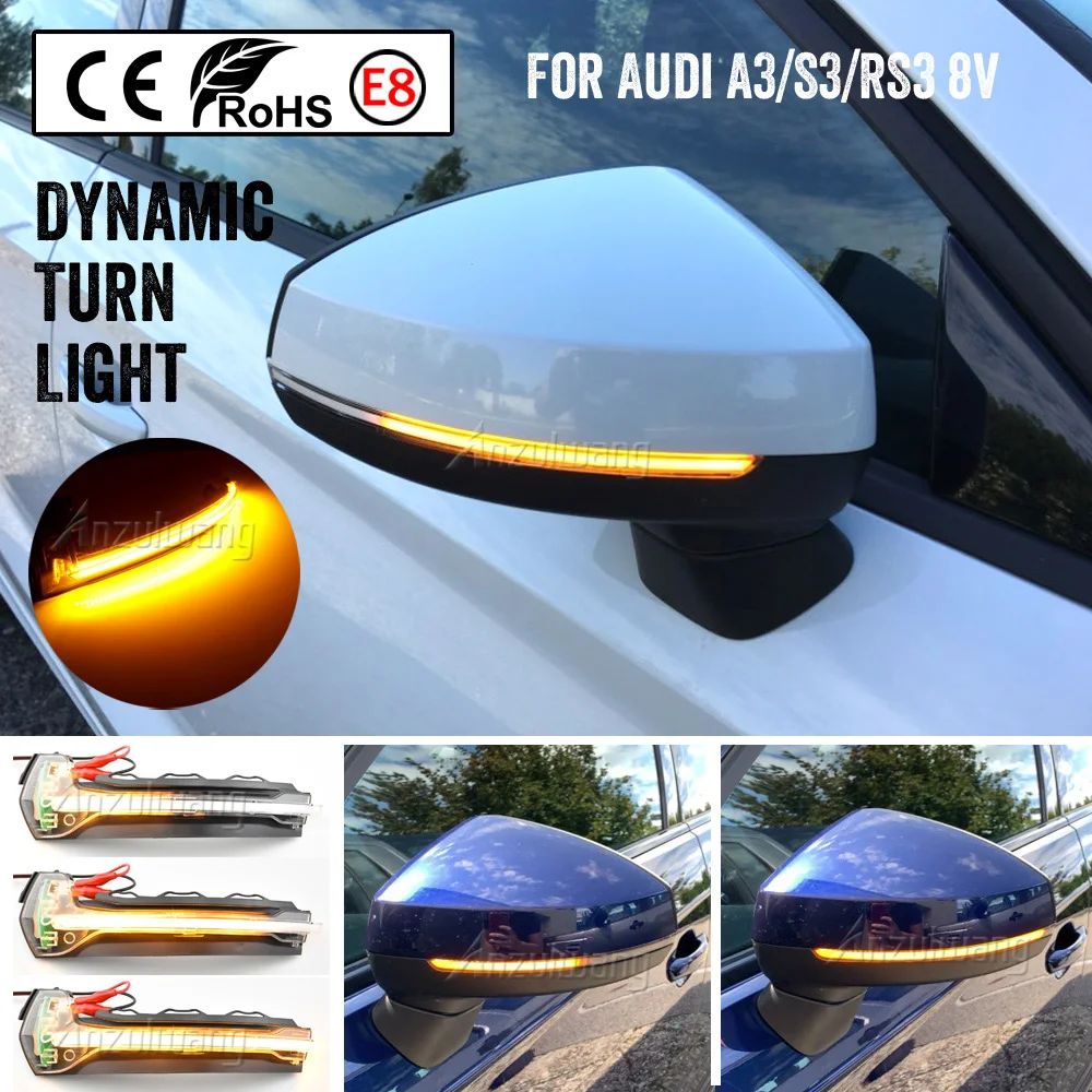 

Dynamic Turn Signal LED Side Wing Rearview Mirror Indicator Blinker Repeater Light For Audi A3 8V S3 RS3 2013-2018