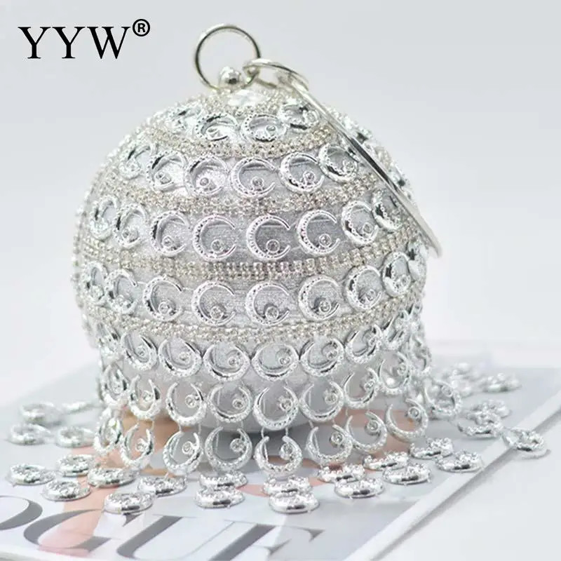 Imagem -05 - Bola Redonda Diamante Tassel Clutch Bolsa para Mulheres Bolsa de Ombro Pulseiras Bolsa Noite Casamento Festa Jantar Nupcial Feminino