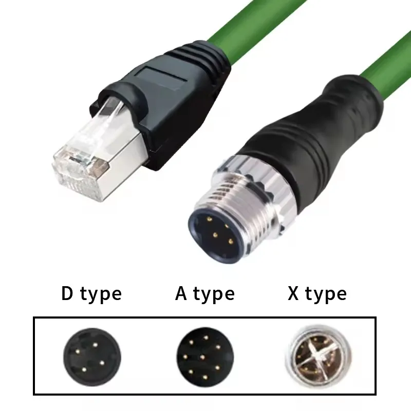 M12-Stecker 4-poliger d-Code-Stecker auf rj45 wasserdichter Ethernet-Anschluss Industrial Ethernet Ethernet Cat