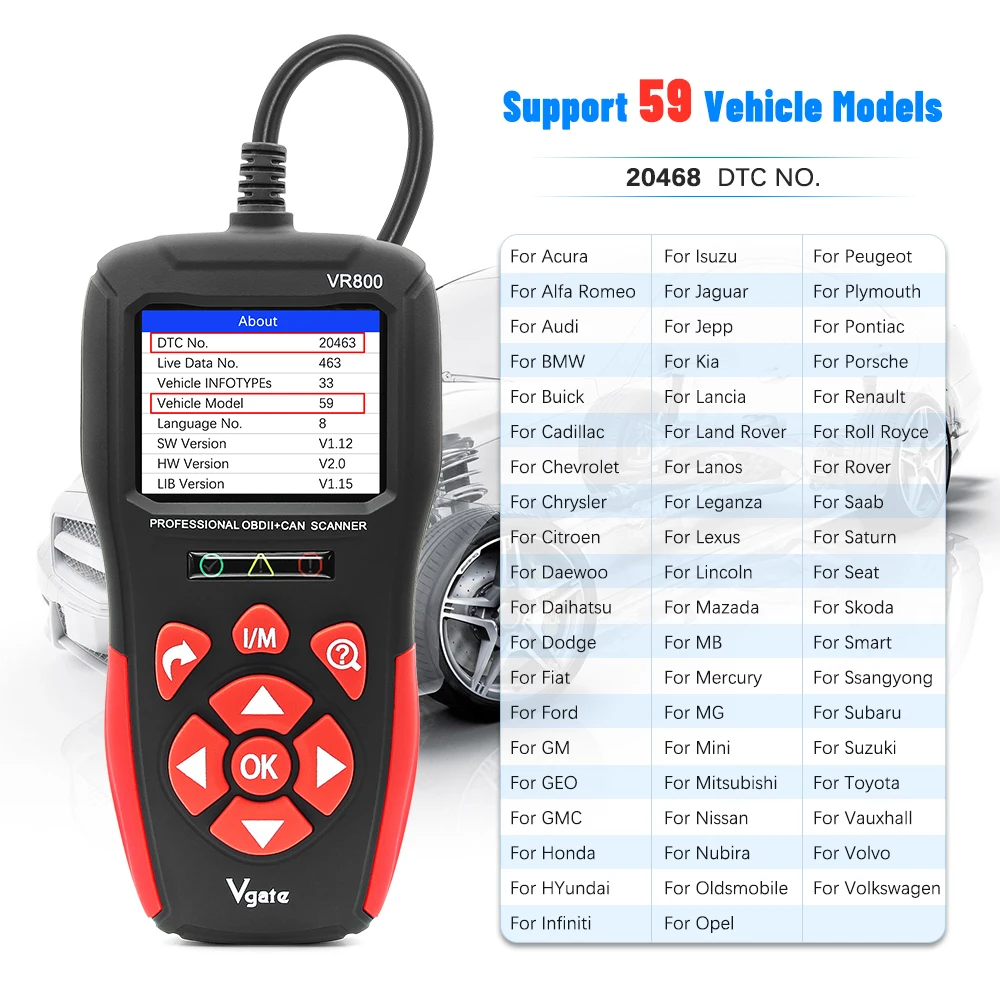 HOT SELLING VR800 Vgate OBD2 Fault Code Reader  OBD-II CAN Diagnostic Scan Tool Check